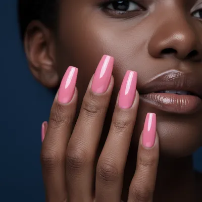 Hand Sharp in Foreground Showing Mirror-chrome Bubblegum-pink Coffin n