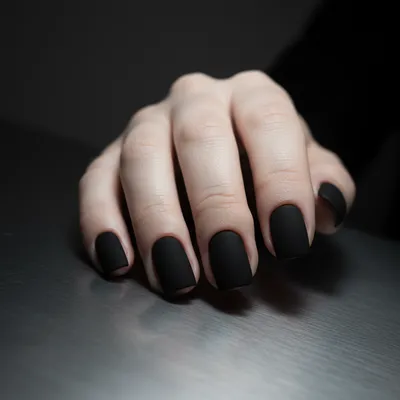 Velvet Matte Square Nails in Deep Carbon Black