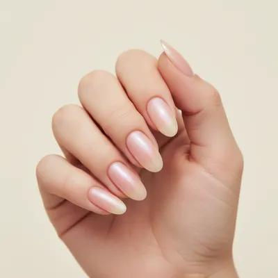 "Glazed-donut" Milky Oval Nails