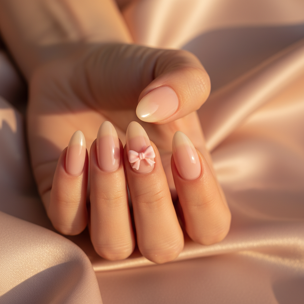 3D Sculpted Bow Charm Coquette Nail Art — Tiny Pink Sculpted Bow Embel