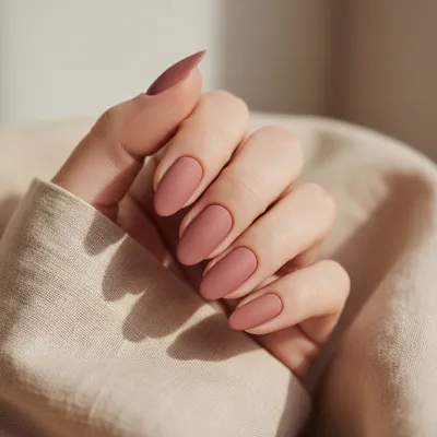 Matte Dusty Rose Long Oval Nails