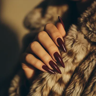 Mob-wife Long Stiletto Nails in Deep Blood Red