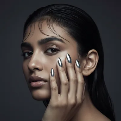 Hand Pressed Flat to a Cheekbone of a Softly Out-of-focus South Asian