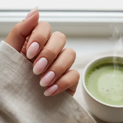 Clean-girl Sheer Milky-pink Long Oval Nails