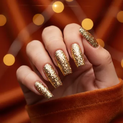 Glitter-bomb Full-coverage Gold Chunky Multi-size Glitter on All Five