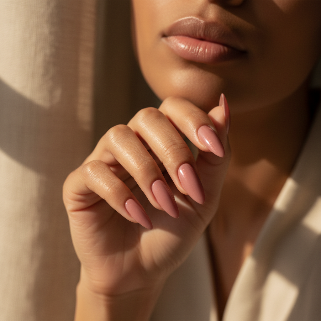 Hand Softly Cupped Under a Medium-skinned Woman's Chin
