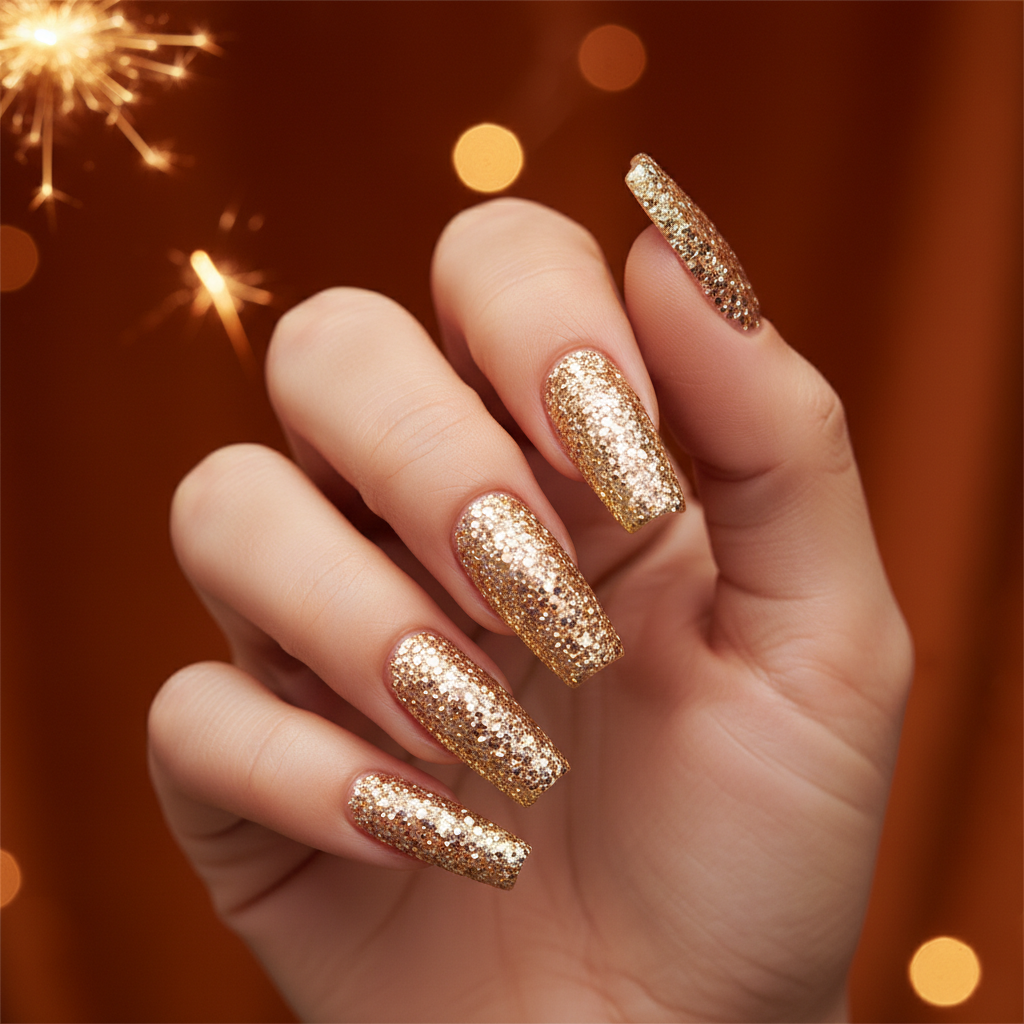 New Year's Eve Glitter-bomb Full-coverage Champagne-gold Chunky Multi-
