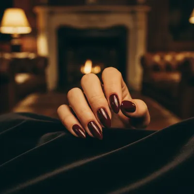 Deep Burgundy Wine Almond Nails