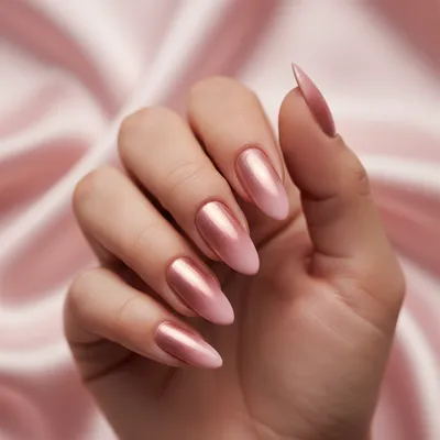 Rose-gold-to-blush Ombré Long Almond Nails