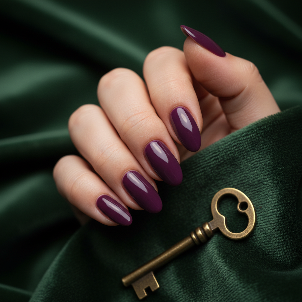 Aubergine-to-purple Ombré Long Oval Nails
