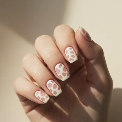 Abstract Free-form Swiss-cheese Cutout Short Squoval Nails — Bare-nail