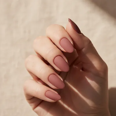 Matte Dusty-rose Long Oval Nails