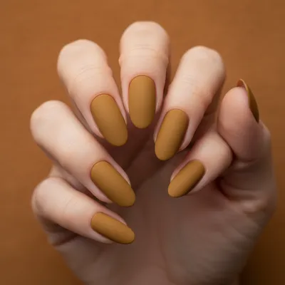 Matte Deep Mustard Yellow Long Oval Nails