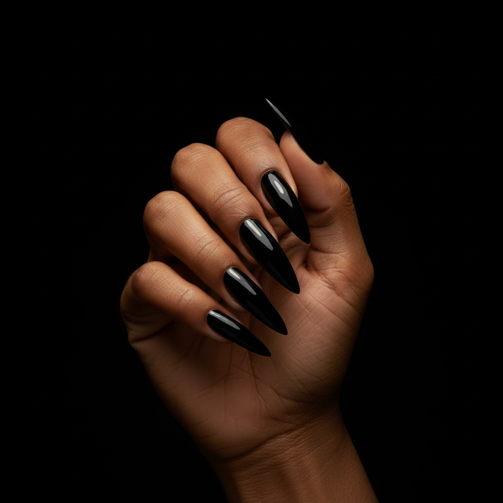 Long Black Stiletto Nails