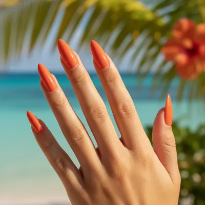 Tangerine Orange Long Stiletto Nails