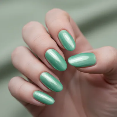Mint Chrome-mirror Long Oval Nails