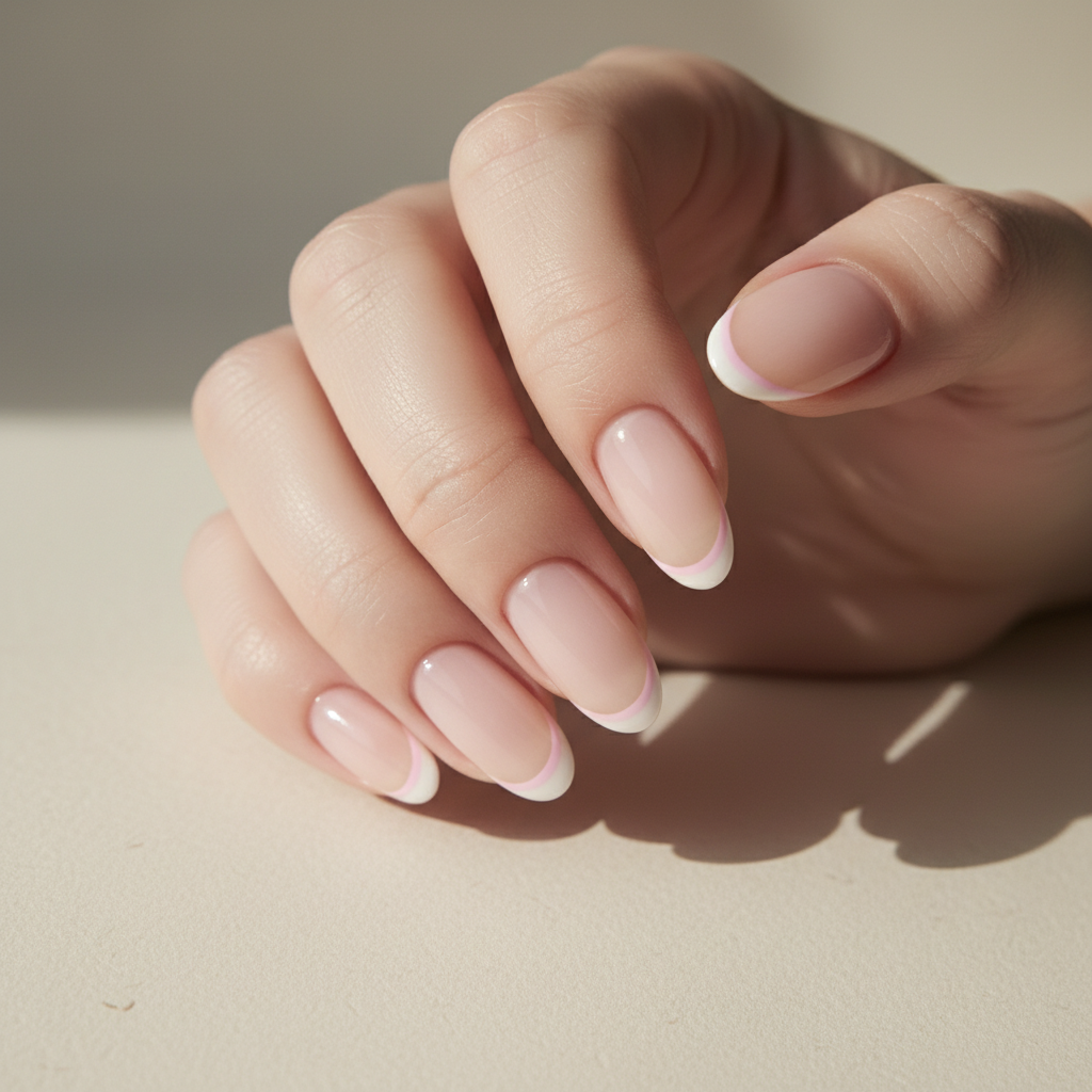 French-revival Modern Thin Colored-tip Long Oval Nails — Fine Pastel-p