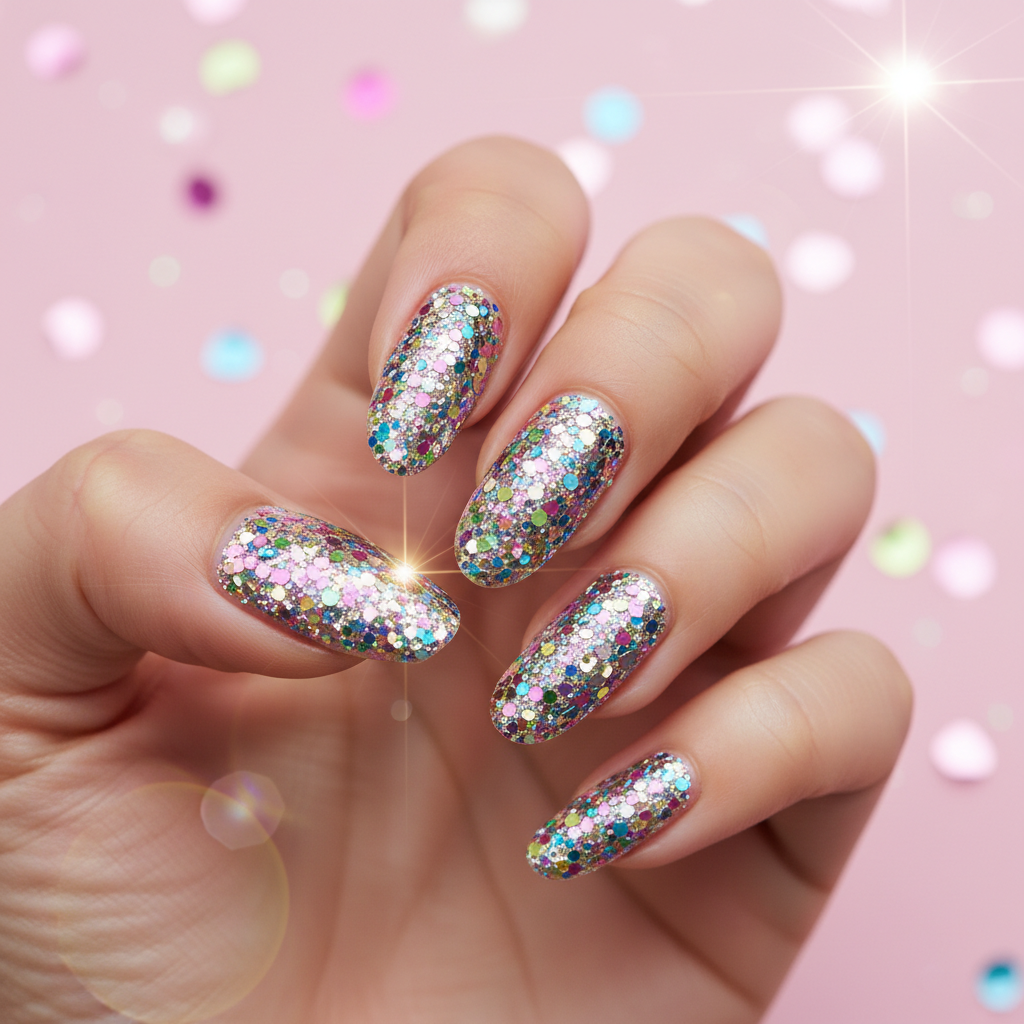 Birthday Glitter-bomb Full-coverage Chunky Multi-color Glitter on Long