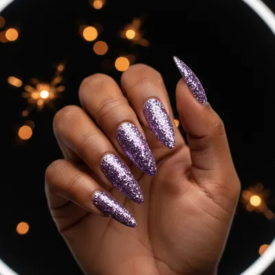 New Year's Eve Glitter-bomb Full-coverage Purple-and-silver Chunky Gli