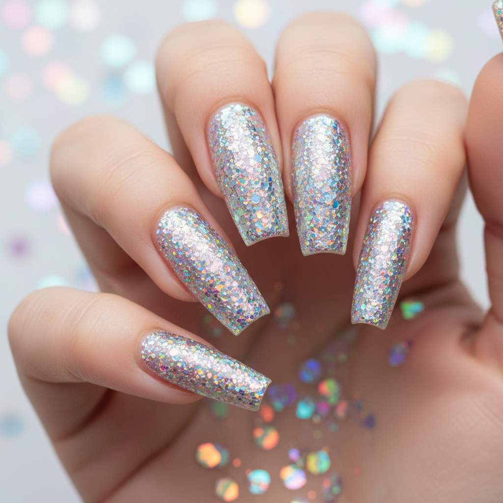Birthday Glitter-bomb Full-coverage Holographic Rainbow Chunky Multi-s