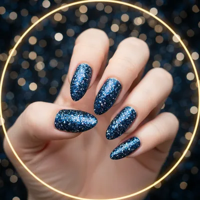 New Year's Eve Glitter-bomb Full-coverage Navy-blue And Silver Chunky
