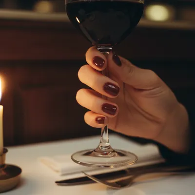 Date-night Burgundy Deep Wine Short Round Nails