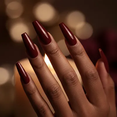 Date-night Oxblood Mob-wife Long Coffin Nails