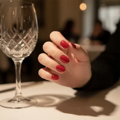 Date-night Old-money Short Oval Nails in Glossy Classic Red