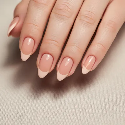 Alternate French — Slightly Thicker Peach-undertone Tip on Slim Almond