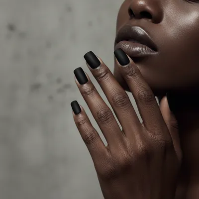 Hand Pressed Flat to The Side of a Deep-brown-skinned Model's Jaw Soft