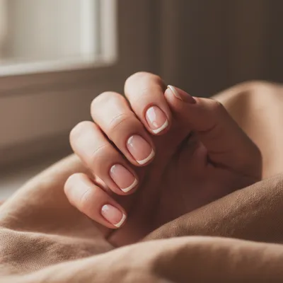 Nude Sheer Rosy-pink Short Round Nails With a Single Fine Clean-girl m