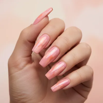 Pink Chrome Coffin Nails — Sherbet Mirror Finish