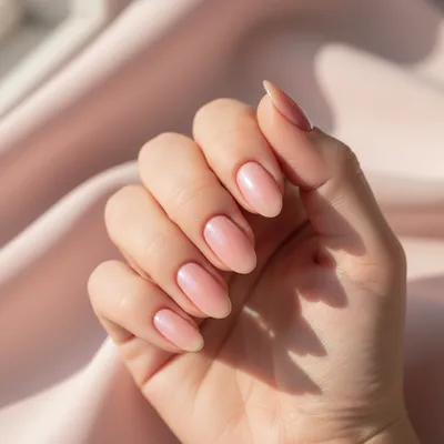 Strawberry-milk Oval Nails — Glazed Pink With Pearl Shimmer