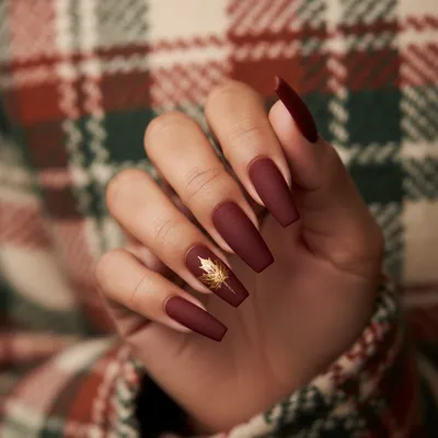 Mob-wife Extra-long Coffin Nails in Matte Oxblood Deep Cherry Red With