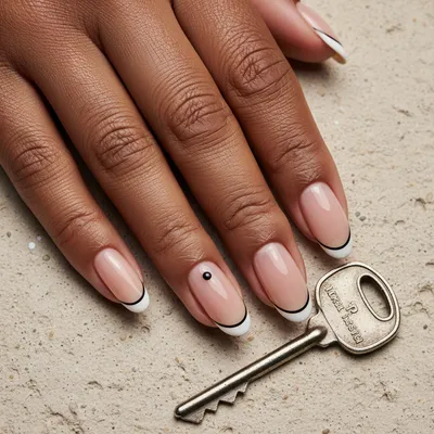 Minimal-aesthetic Long Oval Nails With a Fine French-revival Thin Blac