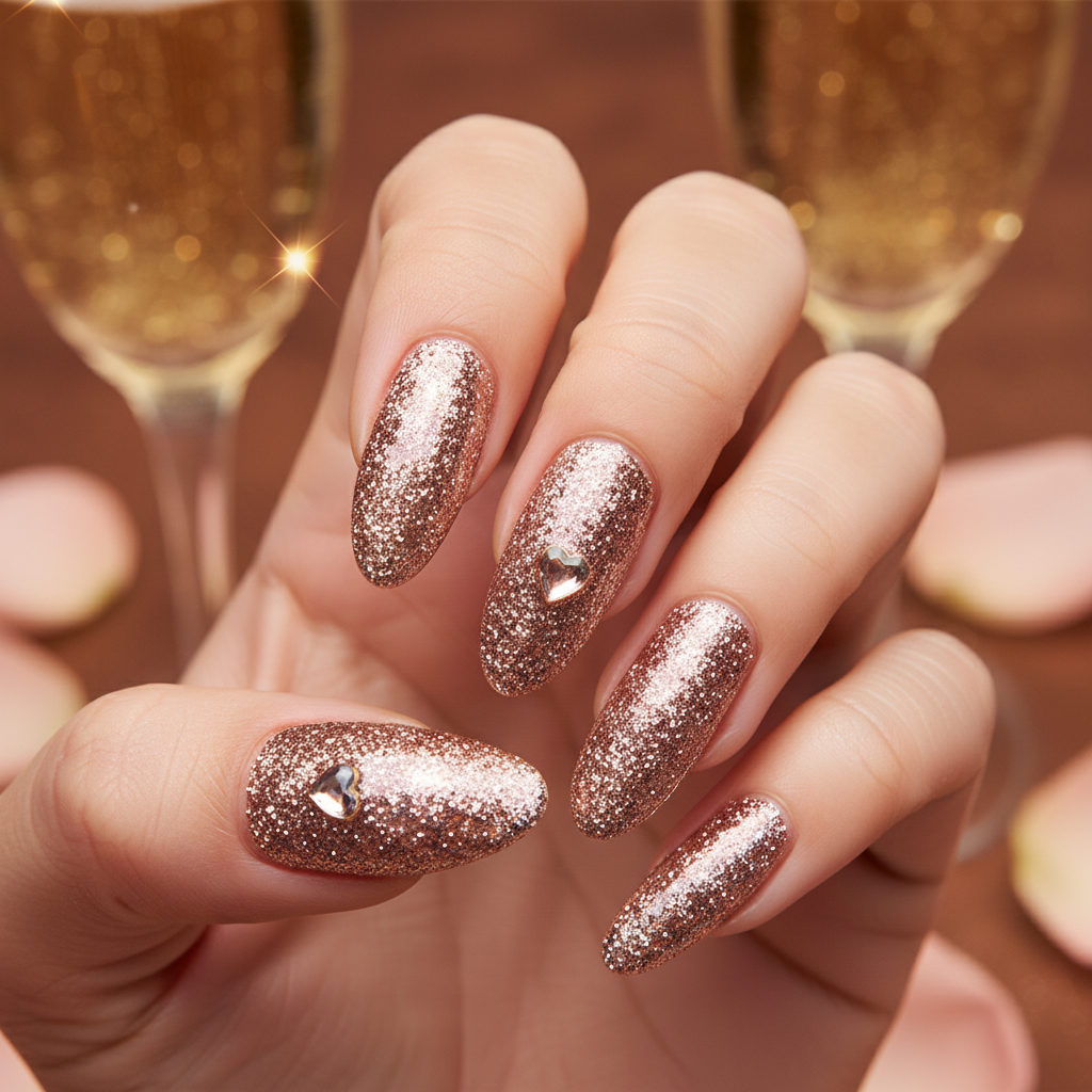 New Year's Eve Glitter-bomb Full-coverage Rose-gold Chunky Sparkle on