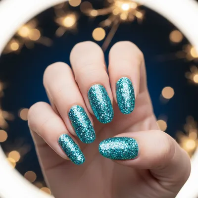 New Year's Eve Glitter-bomb Full-coverage Turquoise-and-silver Chunky