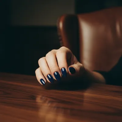 Navy Blue Gel Almond Nails