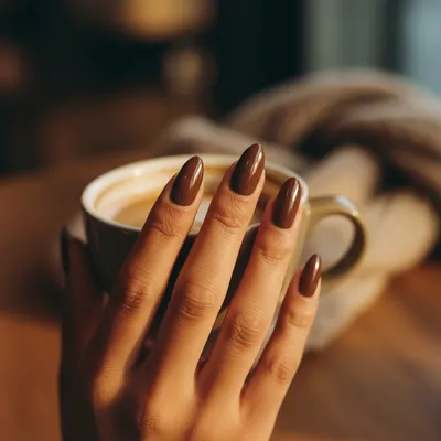 Chocolate Brown Almond Nails